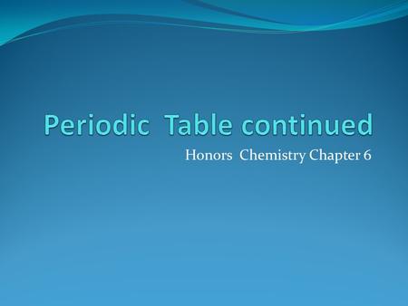 Honors Chemistry Chapter 6 Electron configuration and the Periodic Table Relationship between period length and sublevels being filled “Blocks” on the.