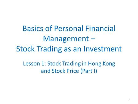 personal stock market investing basics