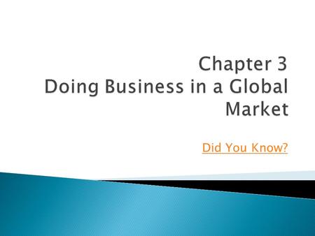 Chapter 3 Doing Business in a Global Market