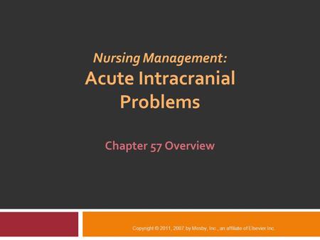 Nursing Management: Acute Intracranial Problems