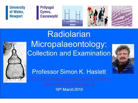 Radiolarian Micropalaeontology: Collection and Examination Professor Simon K. Haslett Centre for Excellence in Learning and Teaching