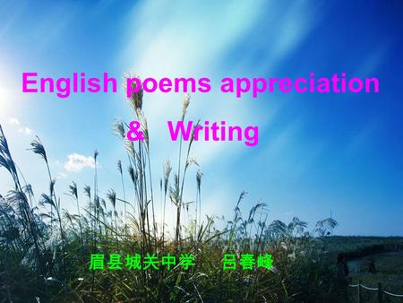 English poems appreciation & Writing
