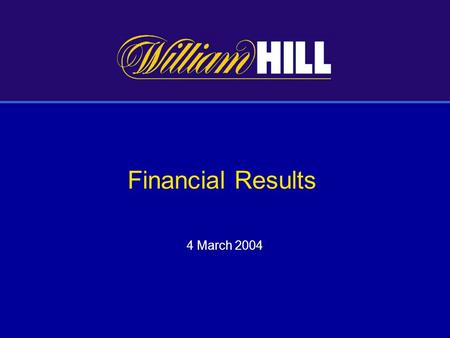 Financial Results 4 March 2004. David Harding Chief Executive 2.