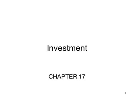 Investment CHAPTER 17.
