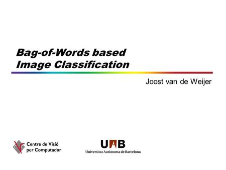 Bag-of-Words based Image Classification Joost van de Weijer.
