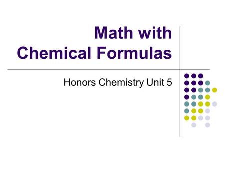 Math with Chemical Formulas