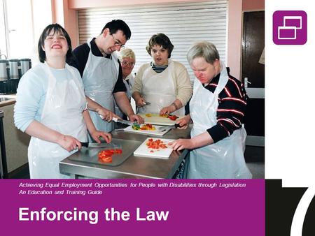 Enforcing the Law Achieving Equal Employment Opportunities for People with Disabilities through Legislation An Education and Training Guide.