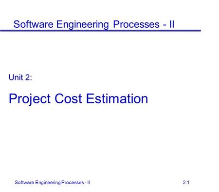 Project Cost Estimation