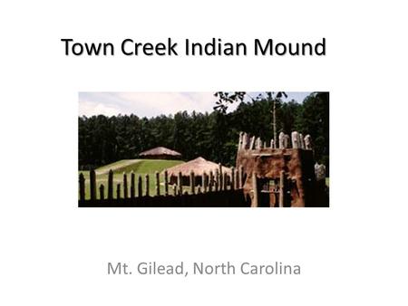 Town Creek Indian Mound Mt. Gilead, North Carolina.