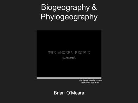 Biogeography & Phylogeography Brian O’Meara EEB464 Fall 2013  atch?v=T1-cES1Ekto.