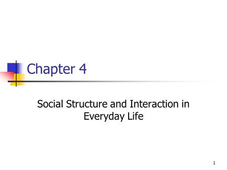 Social Structure and Interaction in Everyday Life