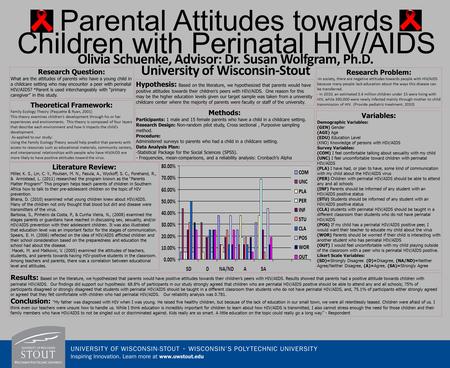 Parental Attitudes towards Children with Perinatal HIV/AIDS Olivia Schuenke, Advisor: Dr. Susan Wolfgram, Ph.D. University of Wisconsin-Stout Research.