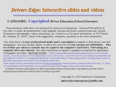 Drivers Edge: Interactive slides and videos