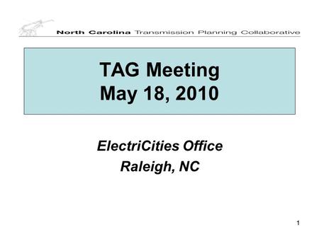 11 TAG Meeting May 18, 2010 ElectriCities Office Raleigh, NC.