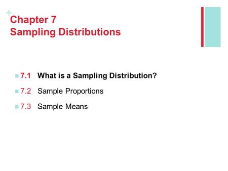 Chapter 7 Sampling Distributions