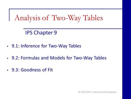 Analysis of Two-Way Tables