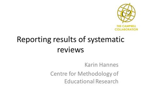 Reporting results of systematic reviews