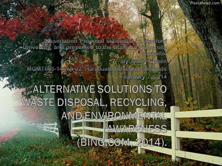 The Problem with Trash Research Question: How can Alternative Resource Management Create Jobs?  By incorporating the concept of recycling into industry,
