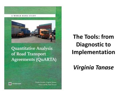 The Tools: from Diagnostic to Implementation Virginia Tanase.