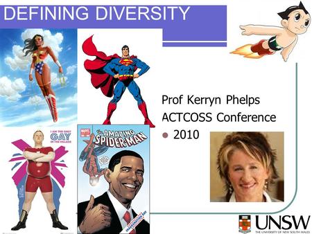 DEFINING DIVERSITY Prof Kerryn Phelps ACTCOSS Conference 2010.