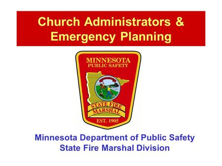Church Administrators & Emergency Planning