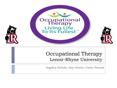 Occupational Therapy Lenoir-Rhyne University Angelica Nichols, Amy Greene, Carley Pencola.