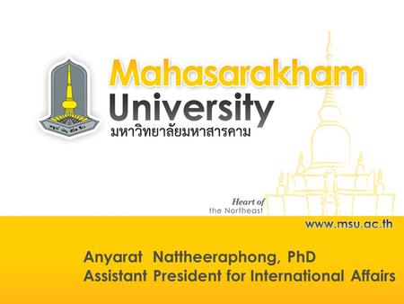 Anyarat Nattheeraphong, PhD Assistant President for International Affairs.