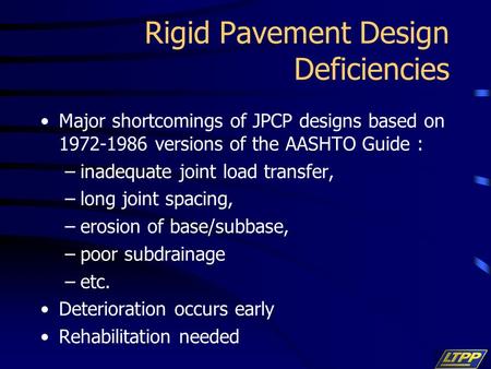 Rigid Pavement Design Deficiencies