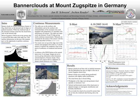 Bannerclouds at Mount Zugspitze in Germany Jan H. Schween 1, Jochen Reuder 2 1 Meteorological Inst. Univ. Munich, currently at Institute for Geophysics.