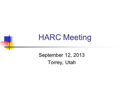 HARC Meeting September 12, 2013 Torrey, Utah. Climate Change - Science IPCC Fifth Assessment Report WG 1 report covering science scheduled to be released.
