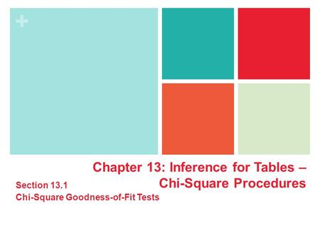 Chapter 13: Inference for Tables – Chi-Square Procedures