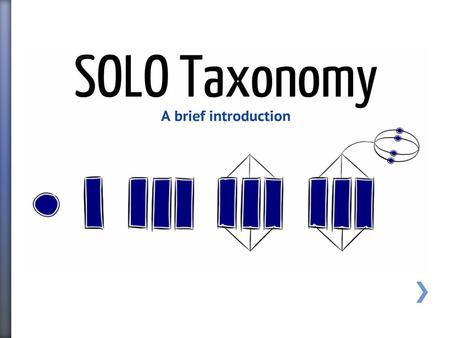 » “Structure of Observed Learning Outcome” (SOLO) » It is a ‘taxonomy’: It classifies, categorises learning. » It describes increasingly complex stages.