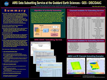NASA Goddard Earth Sciences (GES), Data Information Service Center (DISC), Distributed Active and Archive Center (DAAC), Greenbelt, MD - USA Gilberto Vicente,