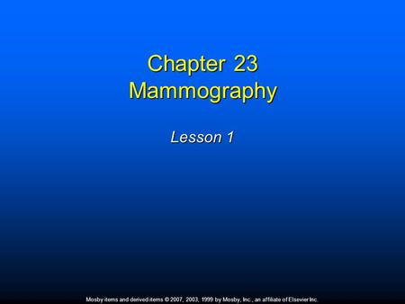 Chapter 23 Mammography Lesson 1