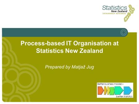 Process-based IT Organisation at Statistics New Zealand Prepared by Matjaž Jug.