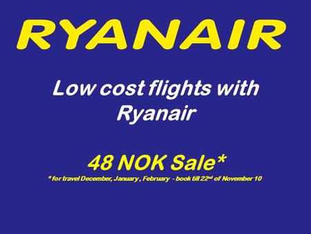 Low cost flights with Ryanair