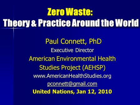 Zero Waste: Theory & Practice Around the World