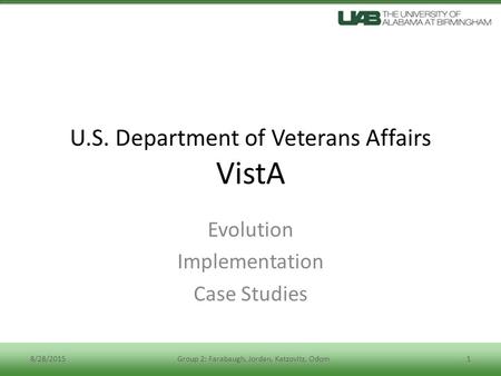 U.S. Department of Veterans Affairs VistA