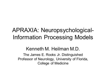 APRAXIA: Neuropsychological-Information Processing Models