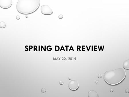 SPRING DATA REVIEW MAY 20, 2014. TODAYS PRESENTATION HAS BEEN ADAPTED FROM THE FOLLOWING RESOURCES. THANK YOU! MIBLSI HURON ISD INGHAM ISD FLORIDA RTI.