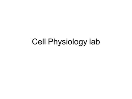 Cell Physiology lab. Outline of the day 1.Turn in your lab reports at the front –More than 10 minutes late = bad 2.Any questions on last week’s lab? 3.Quiz.