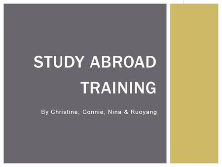 By Christine, Connie, Nina & Ruoyang STUDY ABROAD TRAINING.