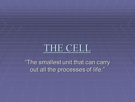 “The smallest unit that can carry out all the processes of life.”