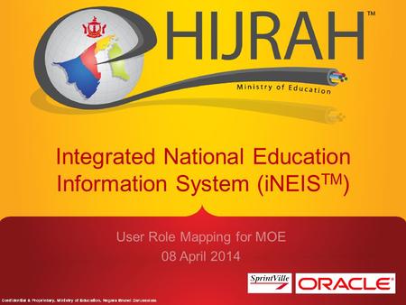 Integrated National Education Information System (iNEIS TM ) User Role Mapping for MOE 08 April 2014.