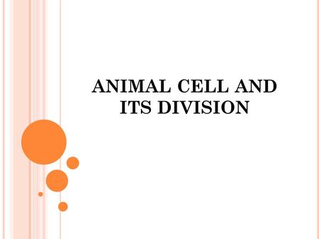 ANIMAL CELL AND ITS DIVISION