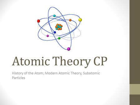 History of the Atom; Modern Atomic Theory, Subatomic Particles