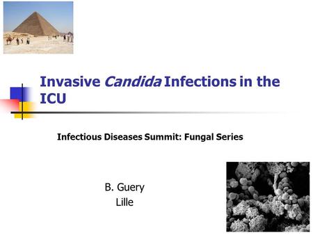 Invasive Candida Infections in the ICU B. Guery Lille Infectious Diseases Summit: Fungal Series.