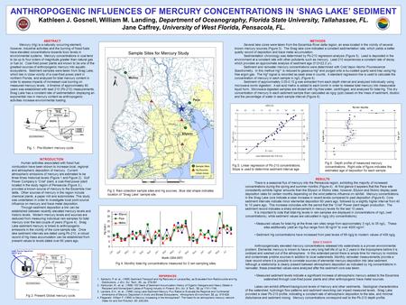 ANTHROPOGENIC INFLUENCES OF MERCURY CONCENTRATIONS IN ‘SNAG LAKE’ SEDIMENT Kathleen J. Gosnell, William M. Landing, Department of Oceanography, Florida.