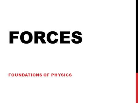 FORCES FOUNDATIONS OF PHYSICS. FORCE Interaction between objects Usually a push or a pull Classified as either contact forces or field forces Contact.
