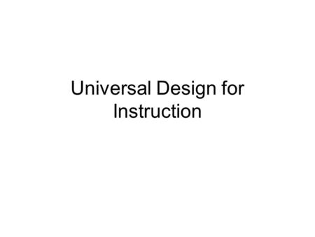 Universal Design for Instruction